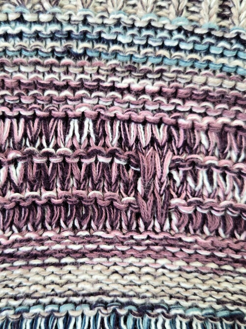 J. Jill Purple Marled Knit Stripe Drop Shoulder Sweater Oversized Boxy Boho - Picture 5 of 8
